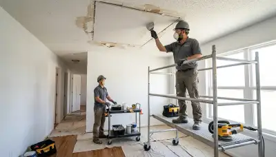 Ceiling water damage repair in Lowell, MA for stained, sagging home ceilings