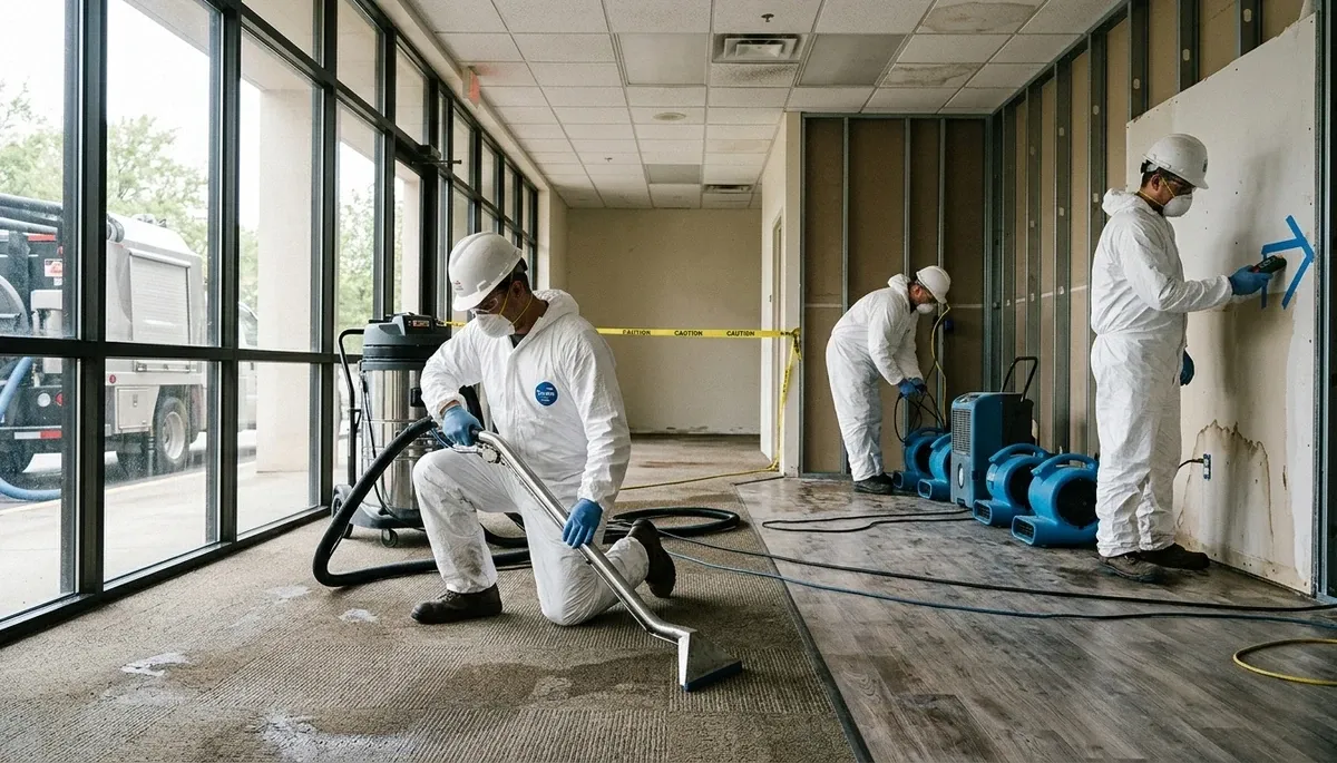 Commercial water damage restoration in Lowell, MA for flood cleanup and structural drying