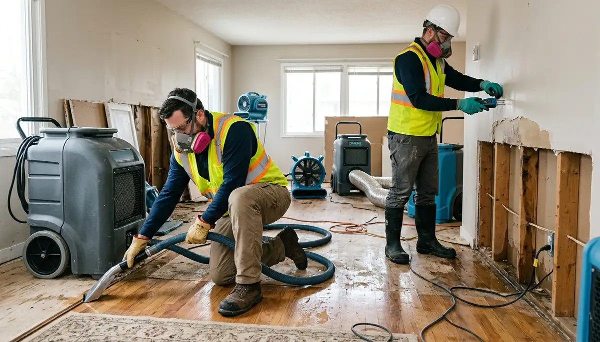 24/7 water damage restoration team serving Lowell, MA homes after burst pipes and flooding