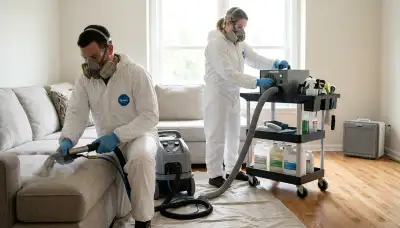 Odor removal technician in Lowell, MA eliminating musty water damage smells from a home