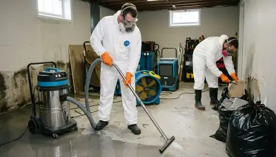 Sewage cleanup crew restoring a Lowell, MA home after a sewer backup and water damage