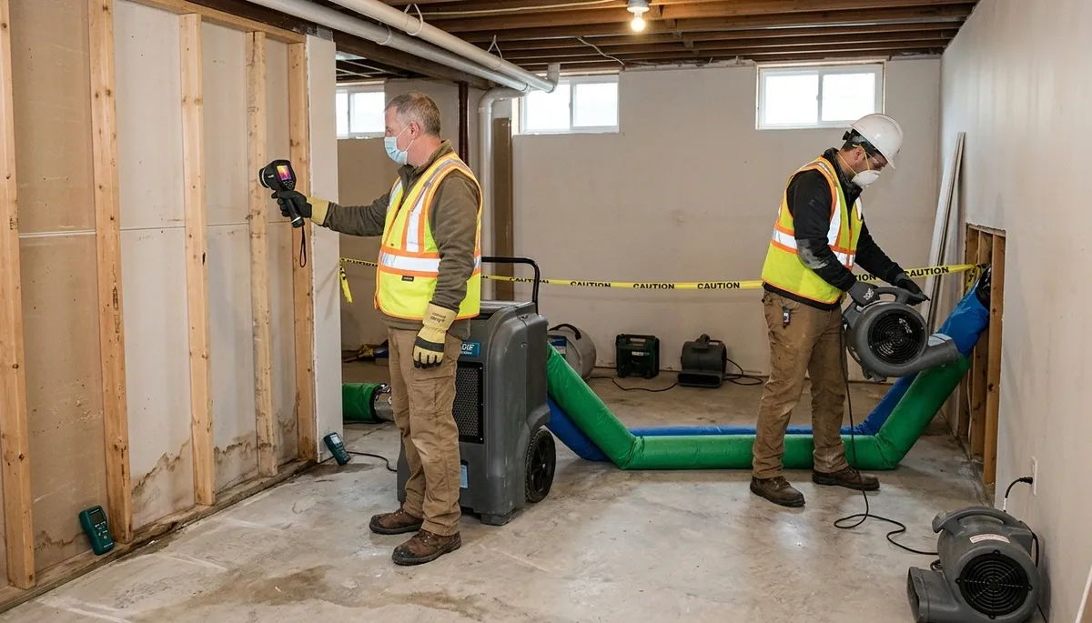 Structural drying equipment for water damage repair in Lowell, MA home