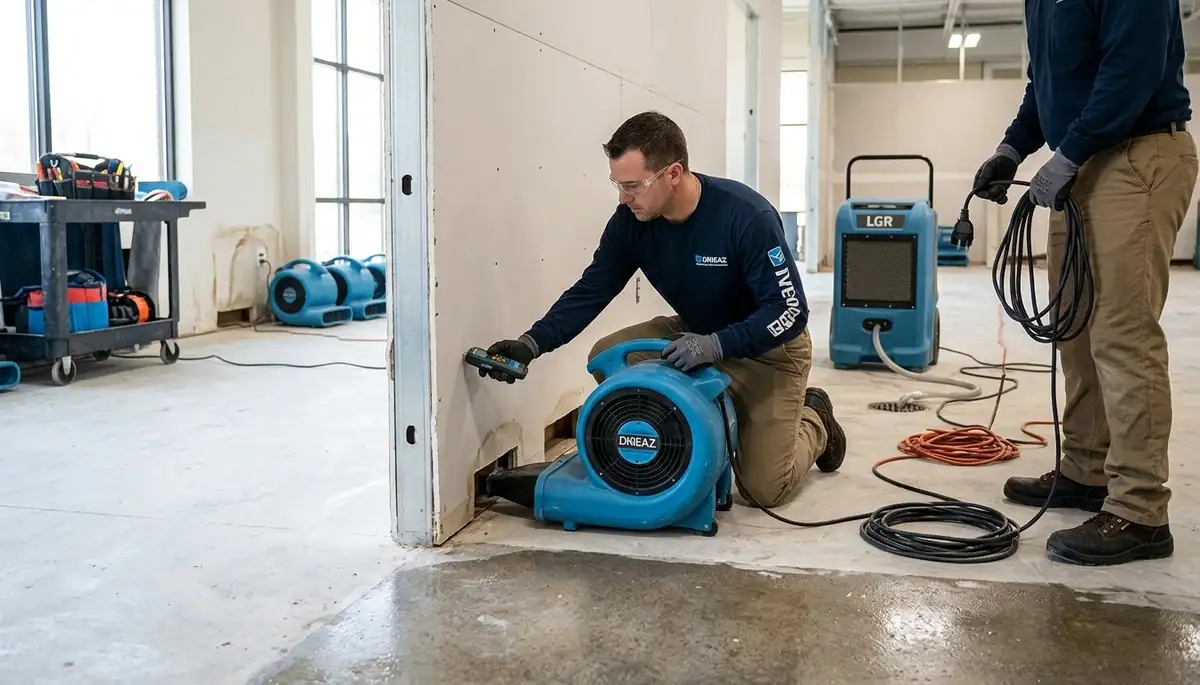 Structural drying equipment in Lowell, MA home for water-damage moisture removal