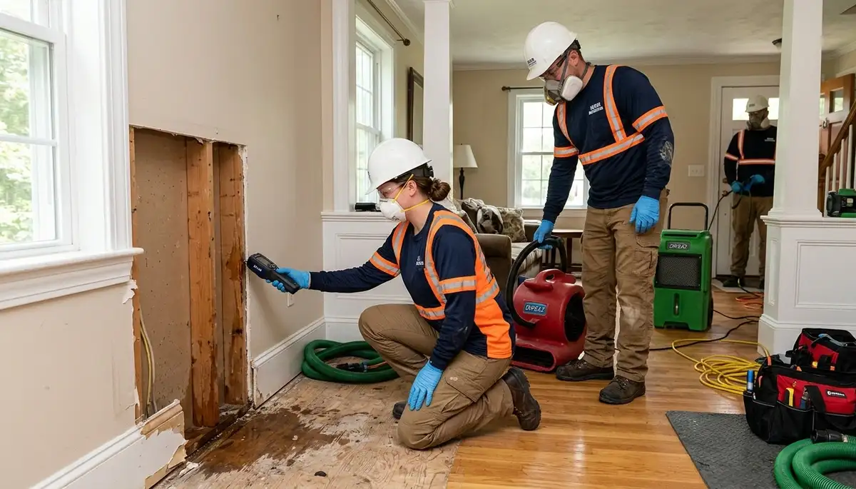 Water damage restoration team in Lowell, MA providing fast cleanup and repair services