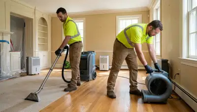 Water damage restoration team in Lowell, MA providing emergency cleanup and drying services