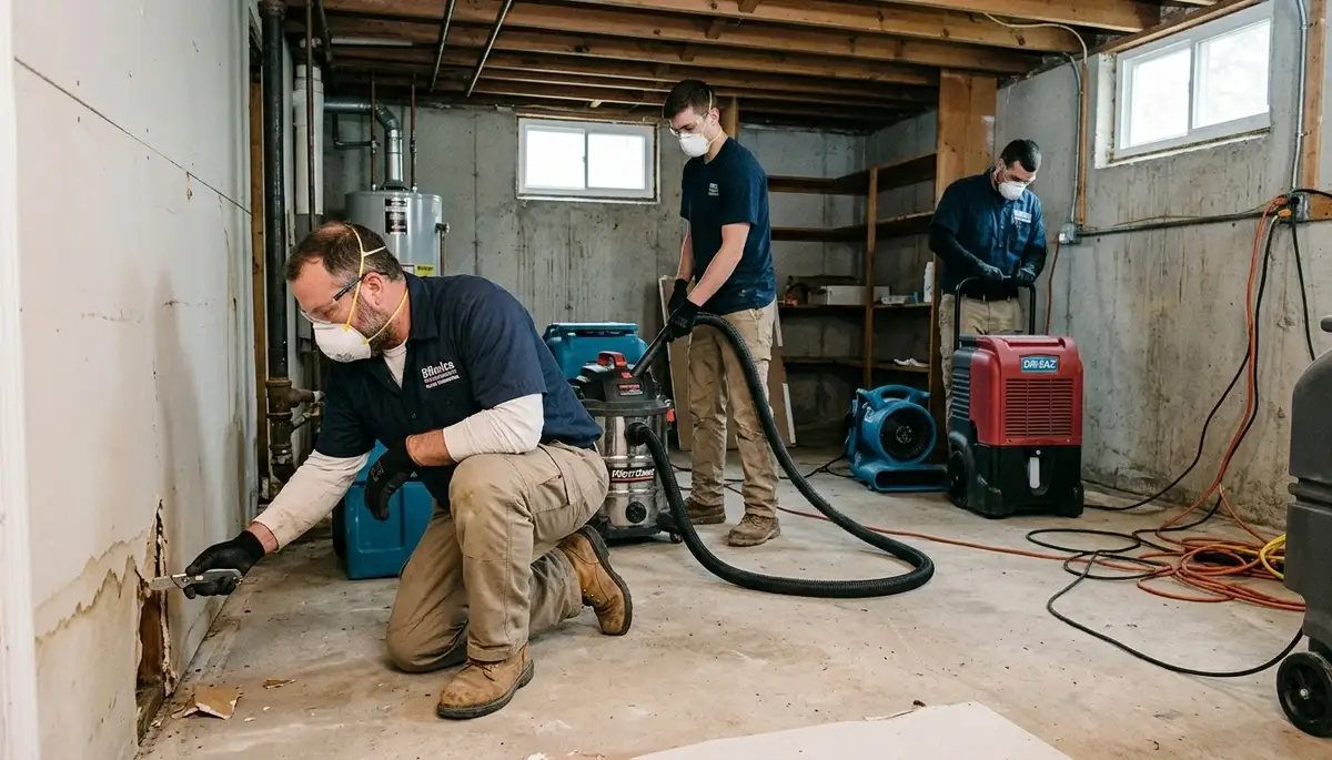Water damage restoration crew serving Lowell, MA for emergency cleanup and repair