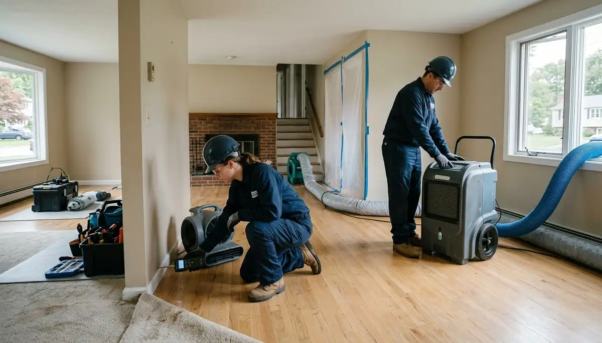 Water damage restoration team serving Lowell, MA with emergency cleanup and repair services