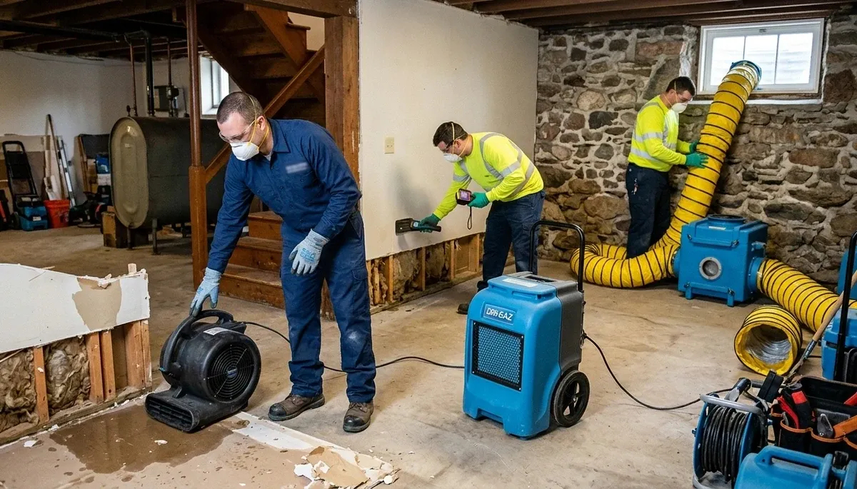 Water damage restoration team serving Lowell, MA for emergency cleanup and repairs