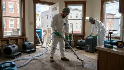 Water damage restoration team in Lowell, MA providing emergency cleanup and drying services