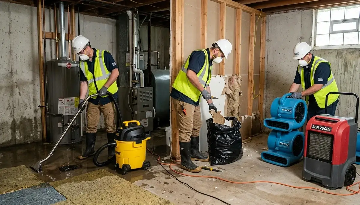 Water damage restoration team serving Lowell, MA with professional cleanup and repair services