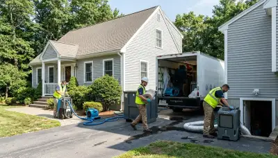 Water damage restoration team serving Lowell, MA with emergency cleanup and drying services