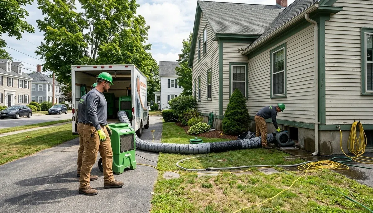 Water damage restoration team serving Lowell, MA for emergency water cleanup and drying services