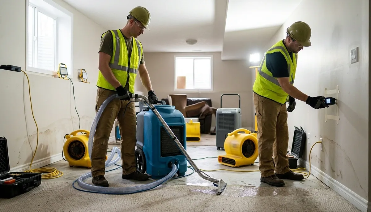 Water damage restoration team serving homes in Lowell, MA with 24/7 emergency cleanup