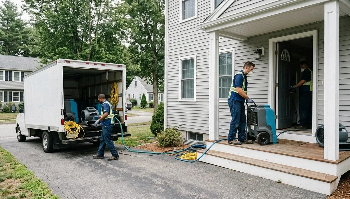 Water damage restoration team serving Lowell, MA for emergency water removal and drying
