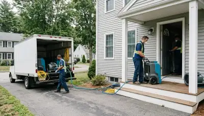 Water damage restoration team serving Lowell, MA for emergency water removal and drying