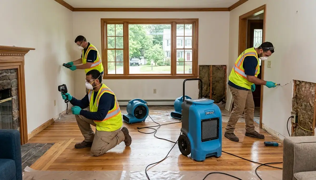 Water damage restoration team serving Lowell, MA, providing fast water cleanup and drying services